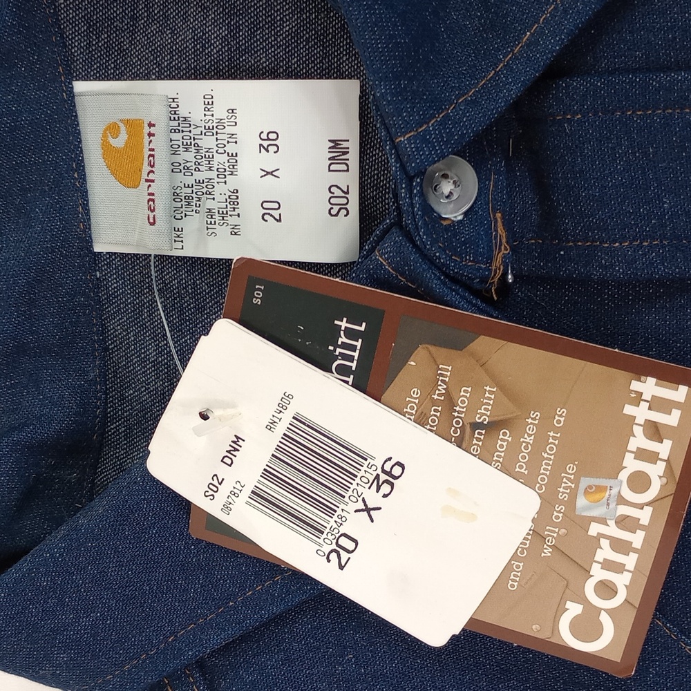 Carhartt Western Shirt 8.5oz Cotton Heavy Duty Pearl Snap Size 20x36 (3x-4x) - Picture 9 of 11